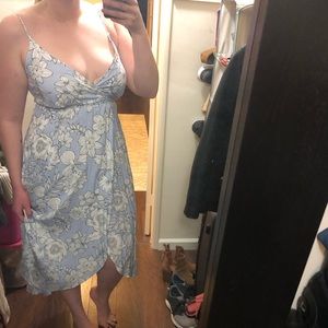 Blue Floral Wrap Dress